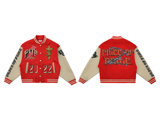 PRICE OF FAME VARSITY S1 JACKET "SATIN RED"